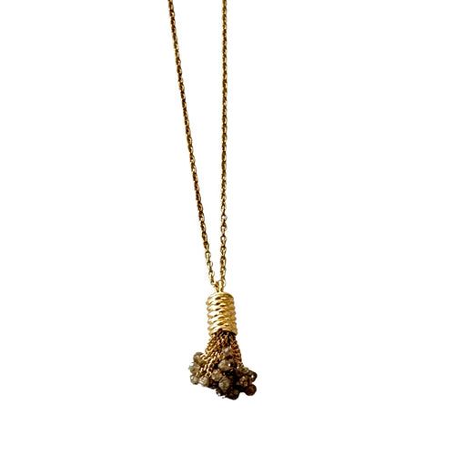 18K Yellow Gold Tassel Necklace with Faceted Grey Diamonds