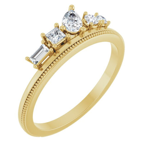 14K Yellow 3/8 CTW Natural Diamond Stackable Ring