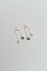 Twin Freshwater Black and White Pearl Earrings