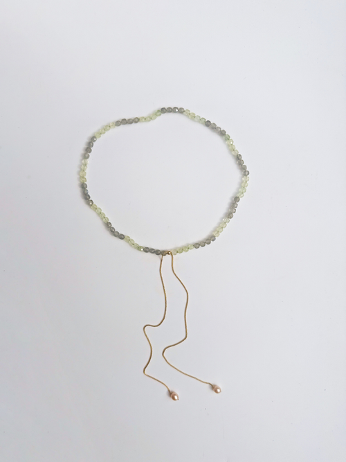 Gemstone Choker Necklace with Labradorite & Prehnite