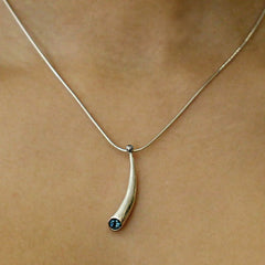 All Silver Short Curved Wiggly Pendant