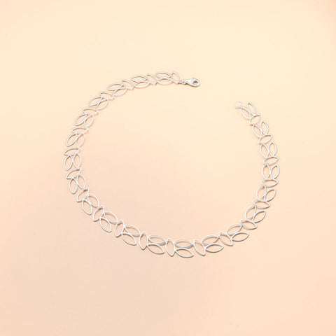 Curved Marquise Silver Necklace