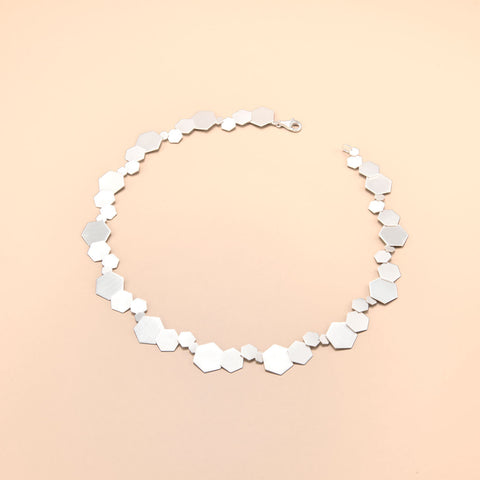 Curved Marquise Silver Necklace