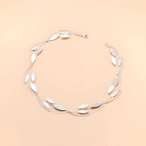 Marquise Leaf Silver Necklace