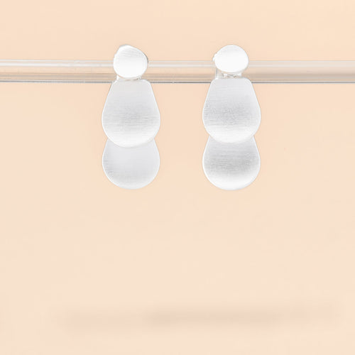 Elegant Matte Silver Three-Tiered Earrings