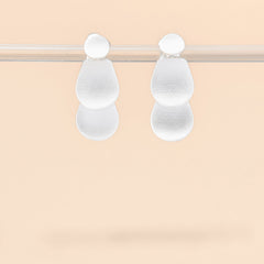 Elegant Matte Silver Three-Tiered Earrings