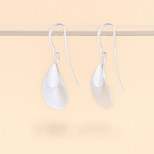 Matte 925 Sterling Silver Teardrop Drop Earrings