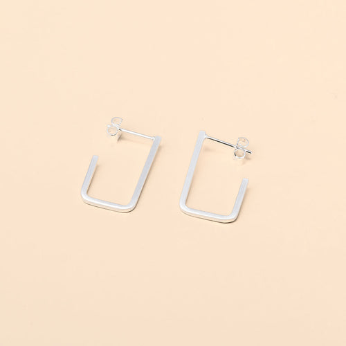 Matte Sterling Silver Rectangle Hoops