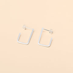 Matte Sterling Silver Rectangle Hoops