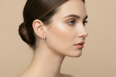 Matte Sterling Silver Rectangle Hoops