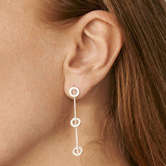 Silver Wire and Three Open Circle Post Earrings