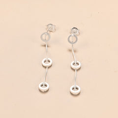 Silver Wire and Three Open Circle Post Earrings