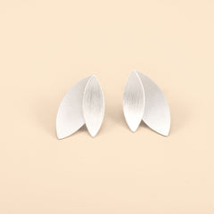 Silver Double Petal Earrings