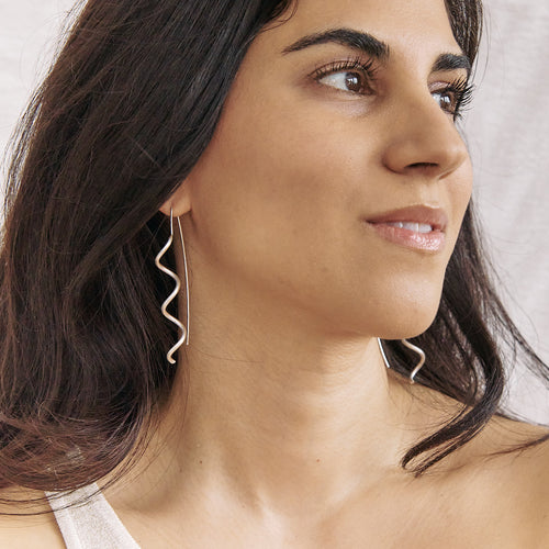 Wave Line Hook Earrings