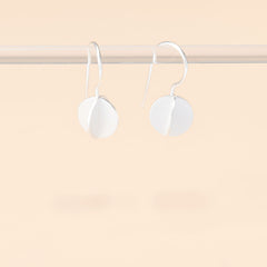 Contemporary Folded Circle Drop Earrings in Sterling Silver