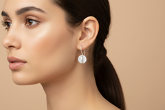 Contemporary Folded Circle Drop Earrings in Sterling Silver