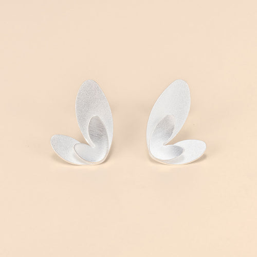 Sculptural Sterling Silver Petal Earrings