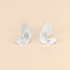 Sculptural Sterling Silver Petal Earrings