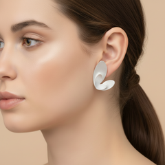 Sculptural Sterling Silver Petal Earrings