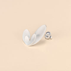 Sculptural Sterling Silver Petal Earrings