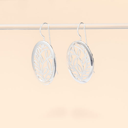 Oval Leaf Drop Earrings