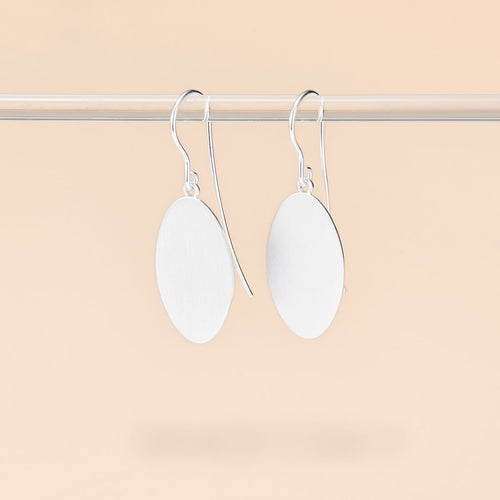 Minimalist Sterling Silver Oval Drop Earrings