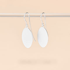 Minimalist Sterling Silver Oval Drop Earrings
