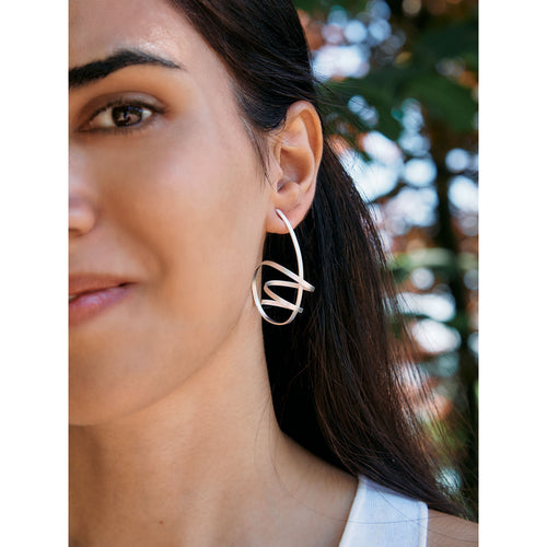 Contemporary Spiral Silver Earrings