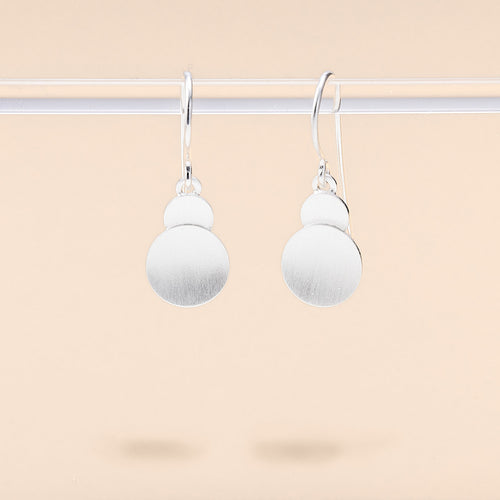 Minimalist Double Disc Drop Earrings