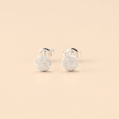 Textured Sterling Silver Circle Stud Earrings