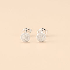 Textured Sterling Silver Circle Stud Earrings