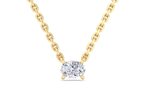 14K Yellow Gold 0.2 CTW Oval Lab-grown Diamond Bezel Set Solitaire Pendant