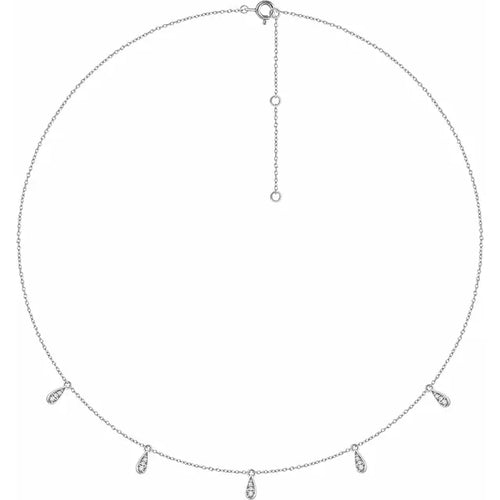 14K Gold 1/8 CTW Natural Diamond 5-Station Necklace