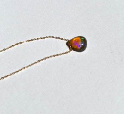 Ethiopian Opal Necklace with Gold-Filled Chain