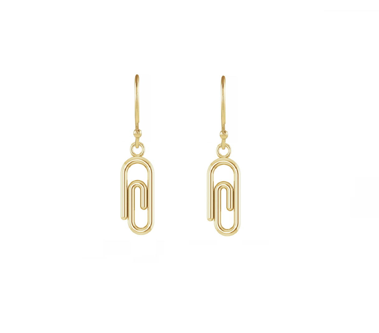 14k Gold Dainty Paperclip Drop Earrings