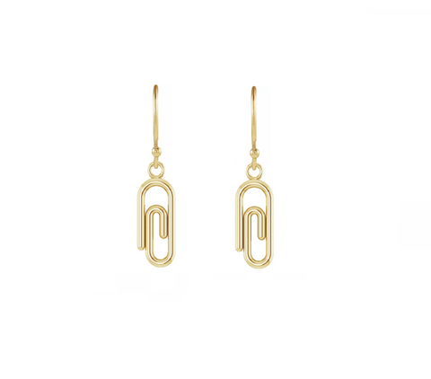 14K Yellow Gold Three-Link Paperclip Post Earrings