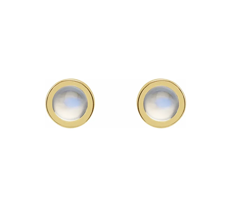 14K Gold Rainbow Moonstone & 1/8 CTW Diamond Halo-Style Ring