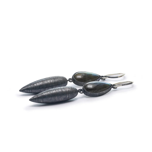 Rainbow Drops Earrings | Labradorite & Moonstone