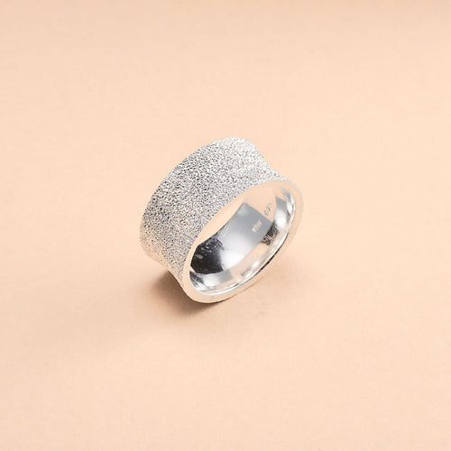 Concave Laser Cut 10 MM Wide Silver Ring