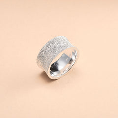 Concave Laser Cut 10 MM Wide Silver Ring