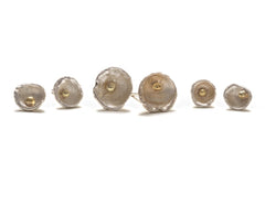 Extra Small Acorn Cup Stud Earrings in Silver with 18ct Gold Detail