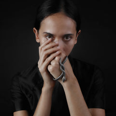 Serpentine Embrace 925 Sterling Silver Hand Bracelet