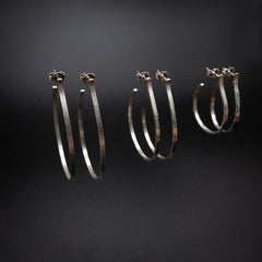 Medium Sterling Silver Hoops 2 mm x 1 mm Oxidized