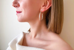 Medium Sterling Silver Hoops 2 mm x 1 mm Oxidized