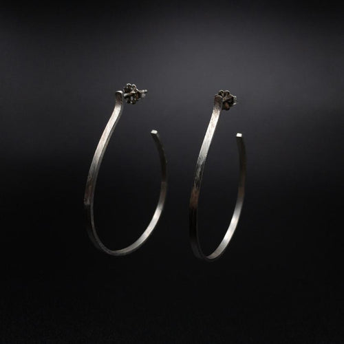 Medium Sterling Silver Hoops 2 mm x 1 mm Oxidized