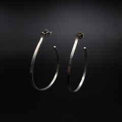 Medium Sterling Silver Hoops 2 mm x 1 mm Oxidized