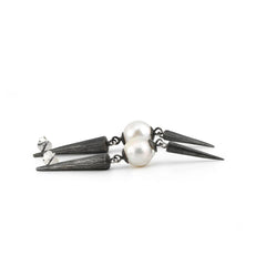 Spire Earrings | Etched Sterling Silver & Freshwater Pearls