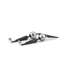 Spire Earrings | Etched Sterling Silver & Freshwater Pearls