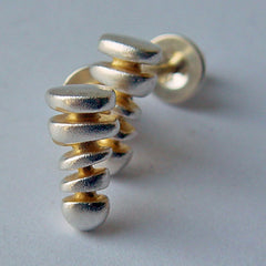 Small silver pebble stack earrings