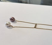 Twin Necklace with Baroque Pearls in Gold-filled Box Chain